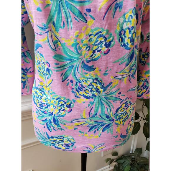 Stella Parker Blouse Top Womens L Pink Floral Flare Sleeve Round Neck Pullover - Picture 9 of 11